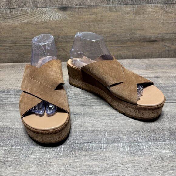 Sorel Cameron Brown Suede Crosstrap Slide Sandal Women's Size 11 - Picture 6 of 7